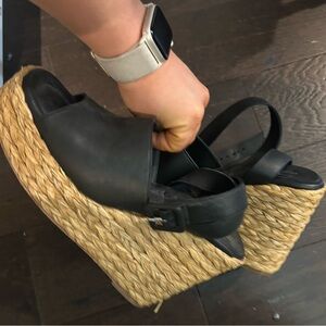 Black Wedge Sandals